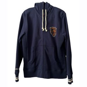 Mitchell & Ness Blue Chicago Bears Full Zip Hoodie Sweatshirt